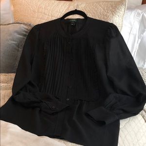 J Crew Gorgeous Shear Black Tuxedo Button Up